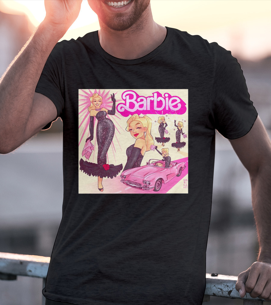 Barbie Glamorous Star With Pink Cadillac And Sparkling Dress T-Shirt