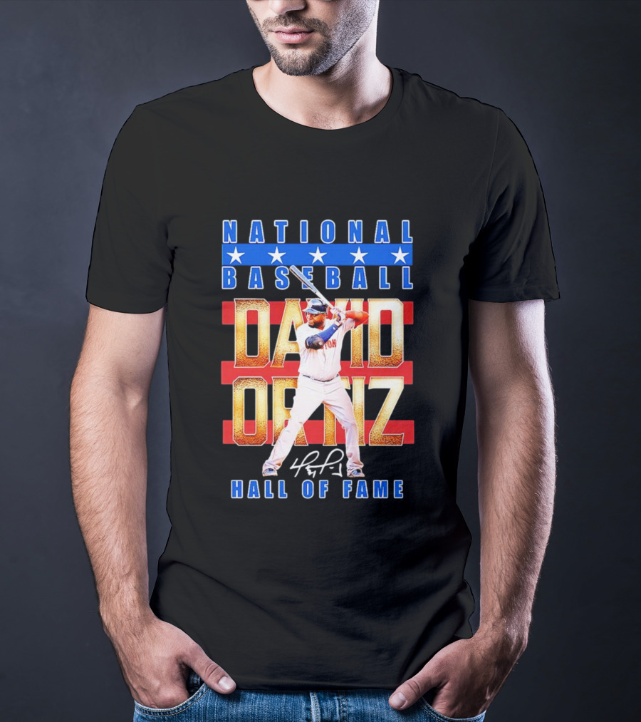 David Ortiz National Baseball Hall Of Fame Signature National Baseball Stars T-Shirt