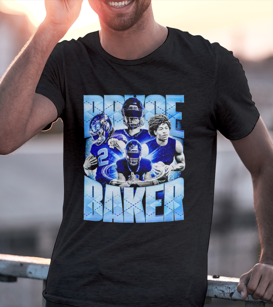 Bryce Baker East Forsyth Football Blue Graphics T-Shirt
