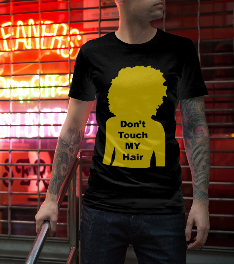 Don’t Touch My Hair Yellow Silhouette Afro Outline T-Shirt
