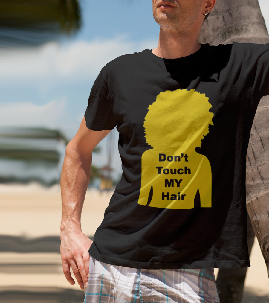 Don’t Touch My Hair Yellow Silhouette Afro Outline T-Shirt