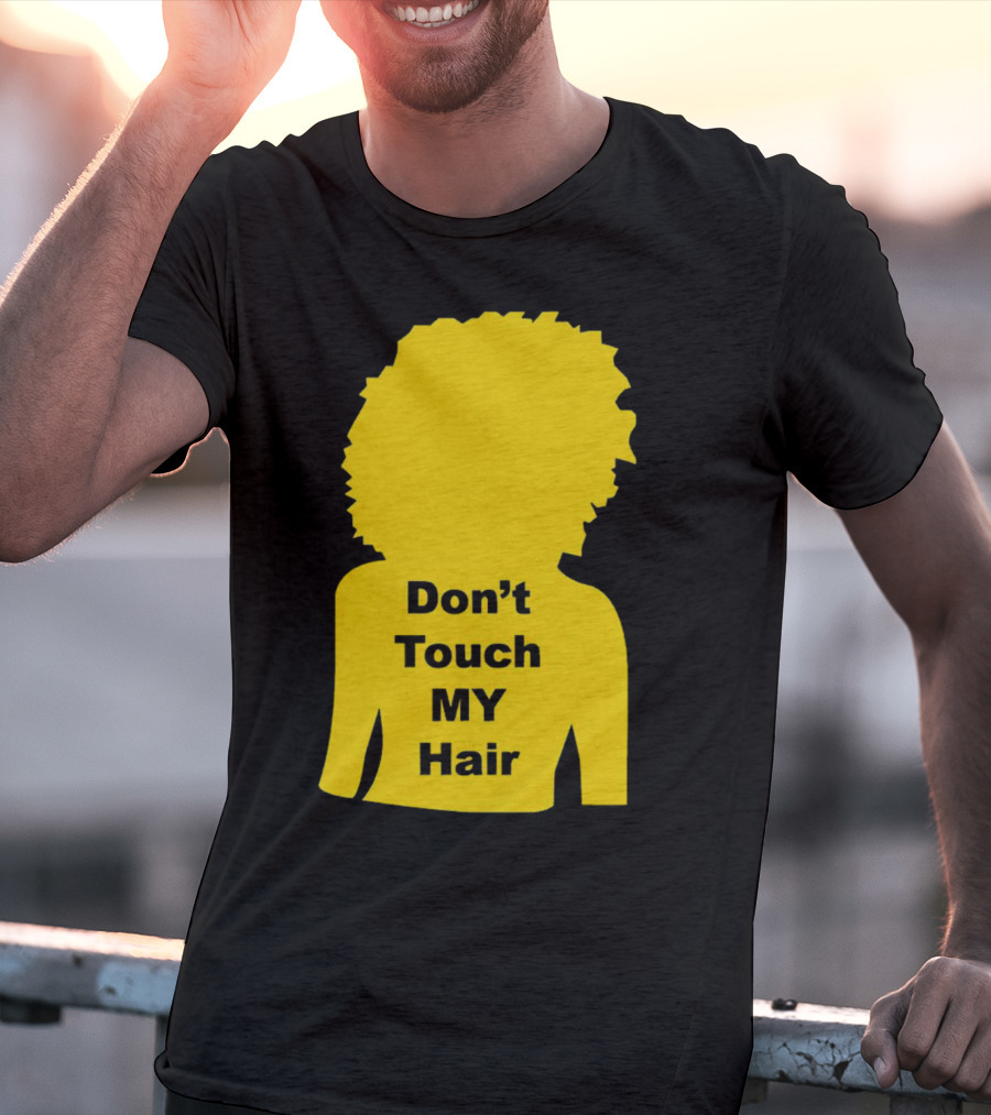 Don’t Touch My Hair Yellow Silhouette Afro Outline T-Shirt