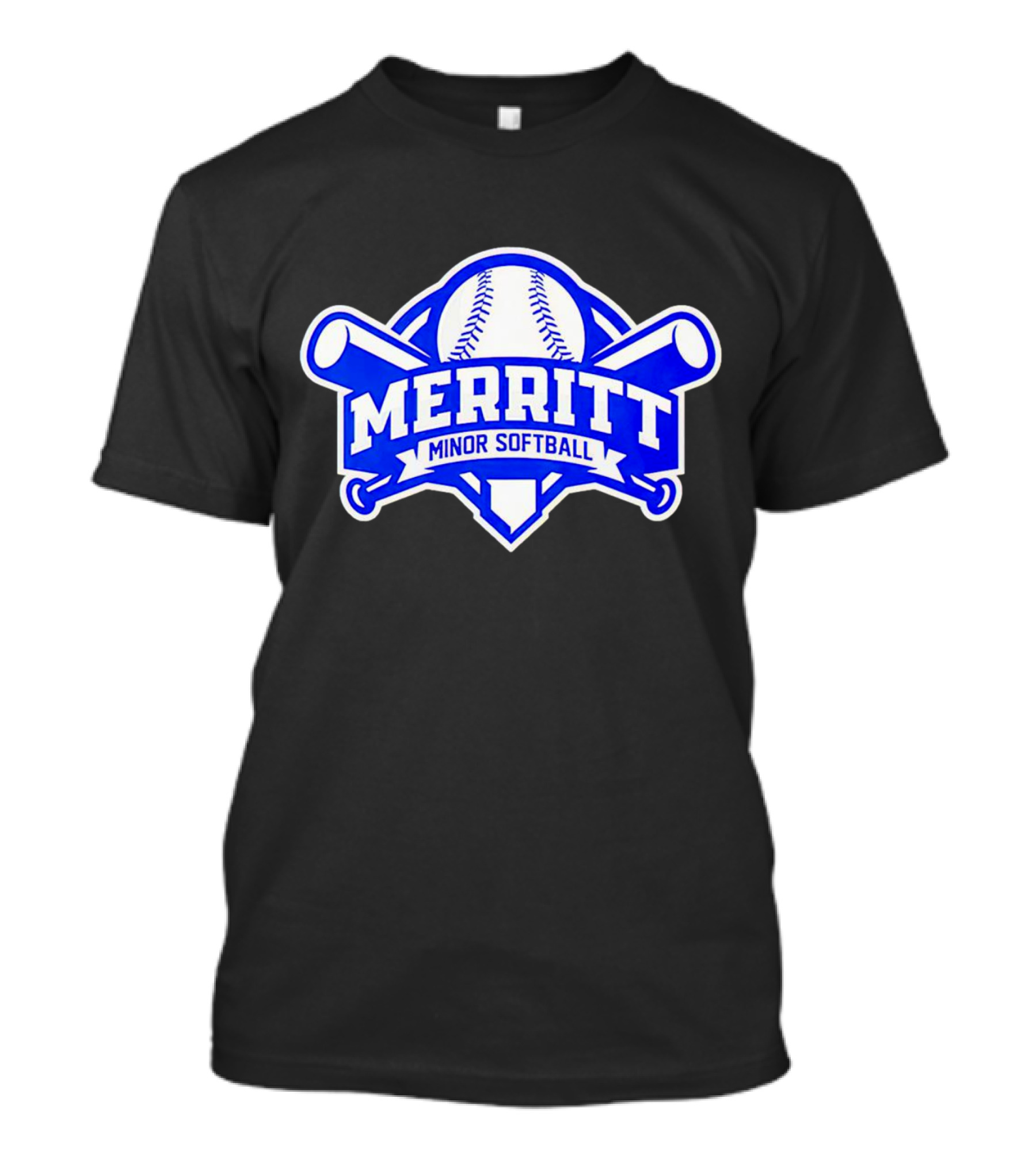 Merritt Minor Softball Baseball Crossed Bats Emblem T-Shirt