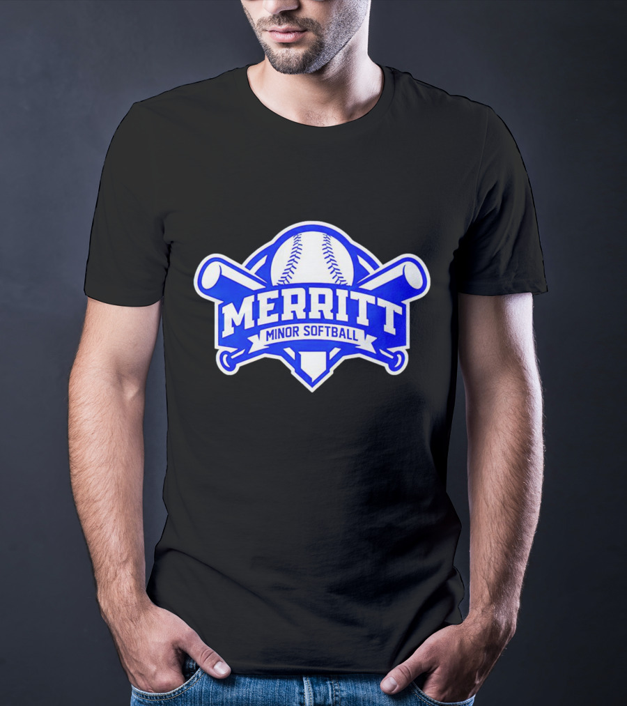 Merritt Minor Softball Baseball Crossed Bats Emblem T-Shirt