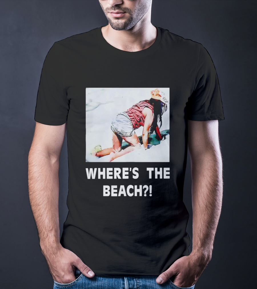 WHERE'S THE BEACH? Woman In Sand Picture T-Shirt