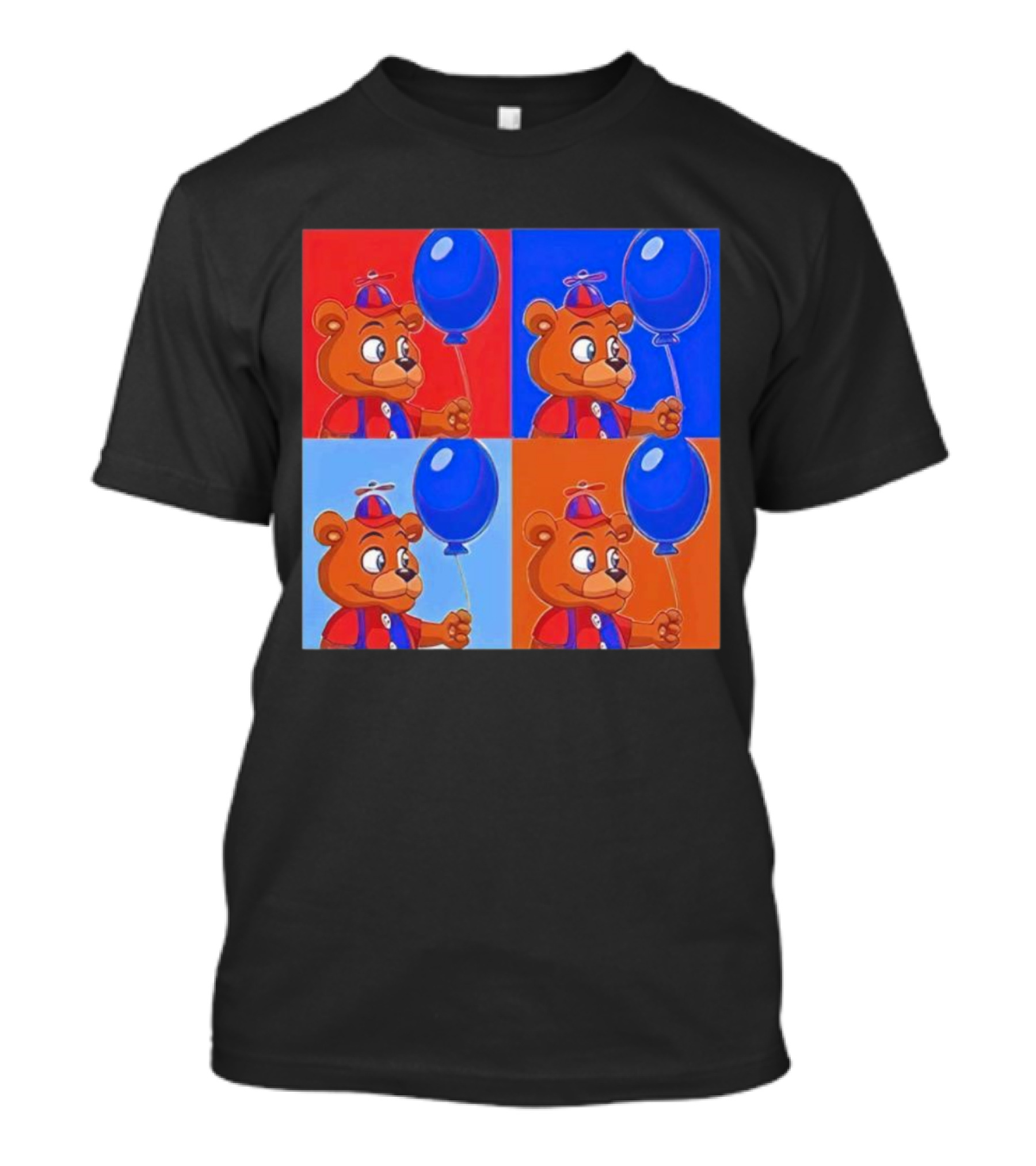 Balloon Freddy Pop Art Style Multicolor Collage T-Shirt