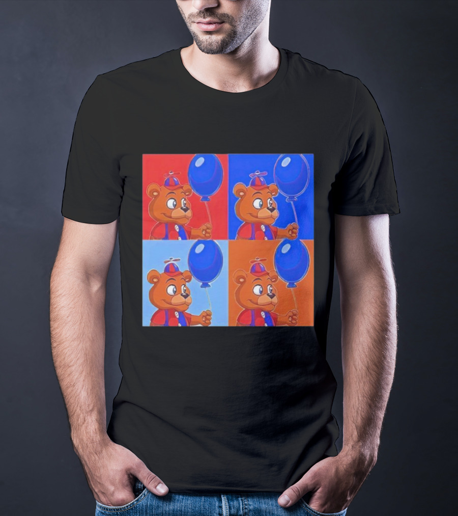 Balloon Freddy Pop Art Style Multicolor Collage T-Shirt