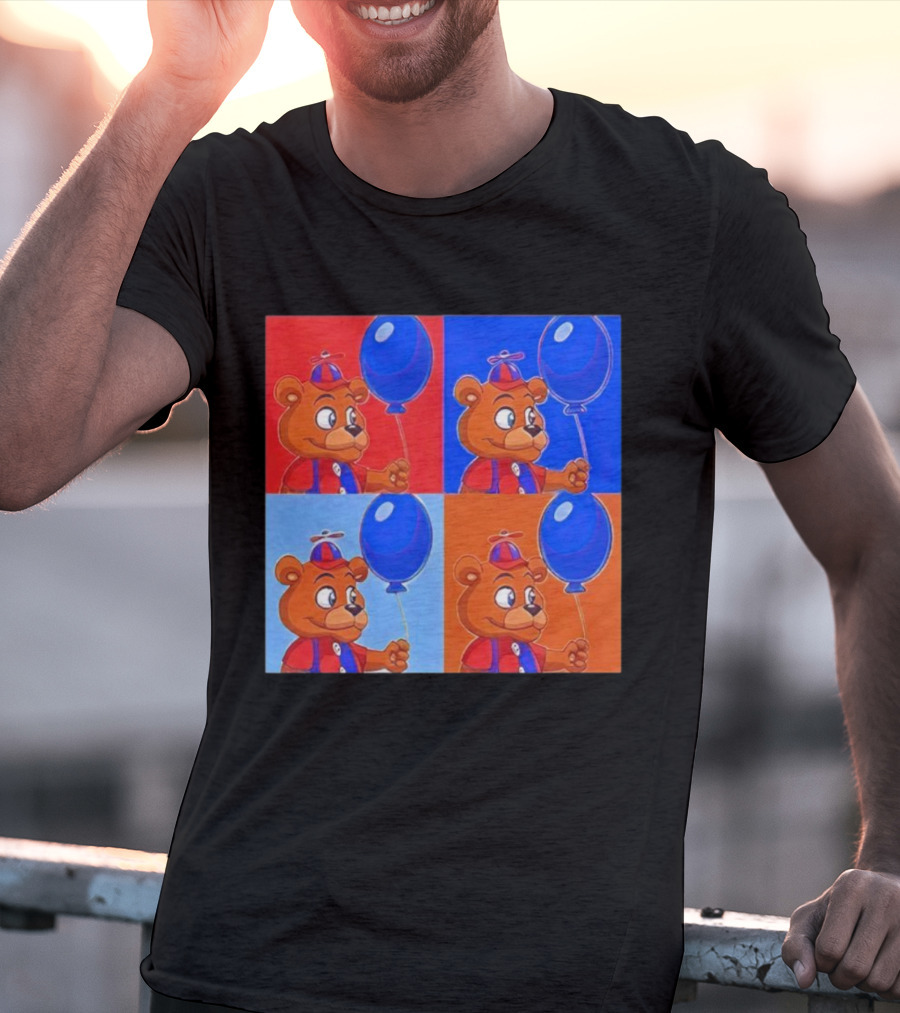 Balloon Freddy Pop Art Style Multicolor Collage T-Shirt