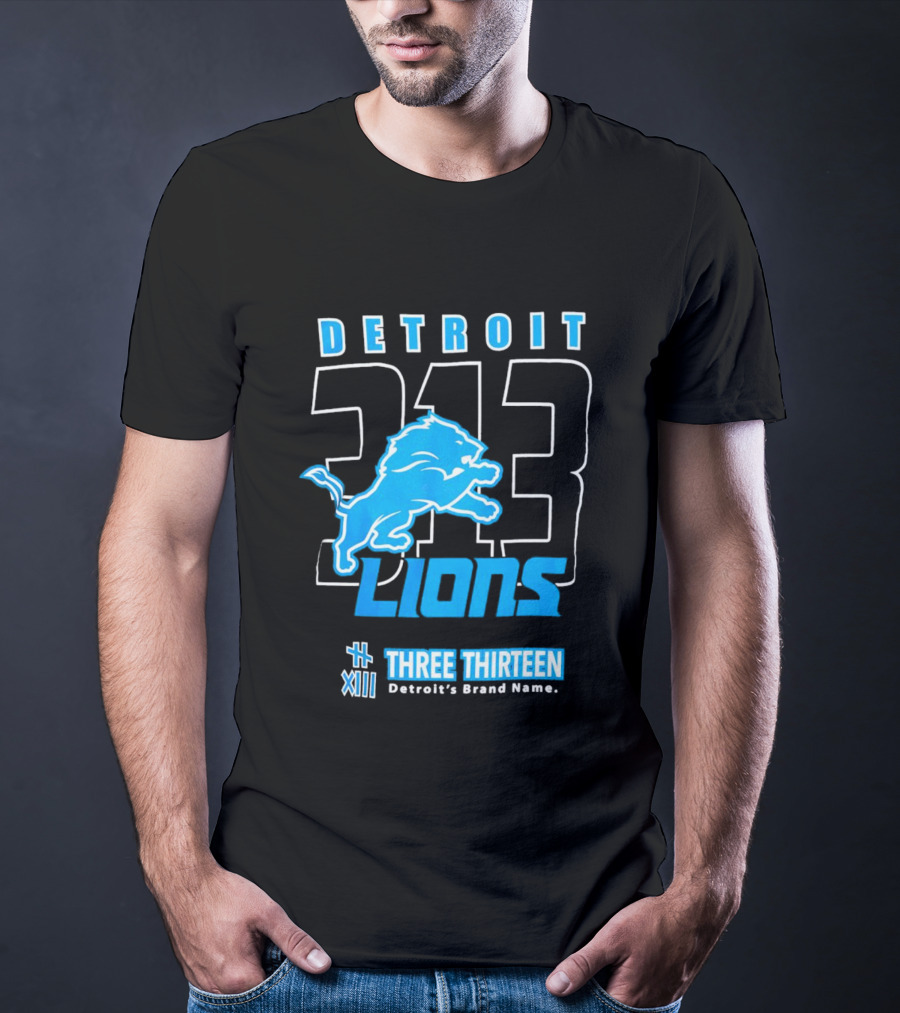 Detroit 313 Detroit Lions Three Thirteen XIII Brand Name T-Shirt