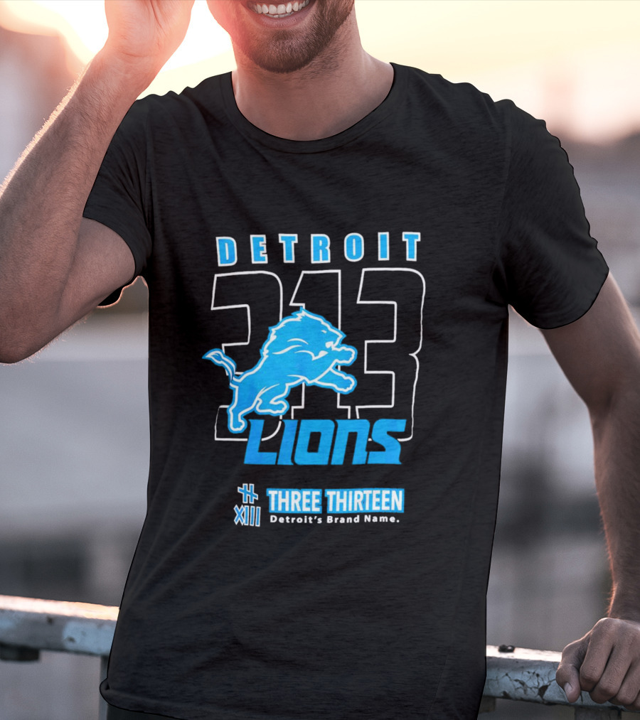 Detroit 313 Detroit Lions Three Thirteen XIII Brand Name T-Shirt