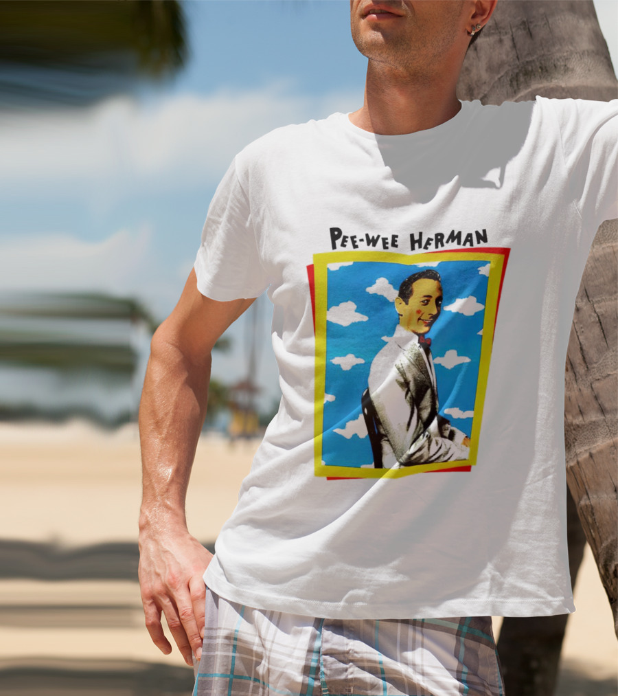 Pee-Wee Herman Paul Reubens Retro Pop Art Style Bright Blue Background T-Shirt