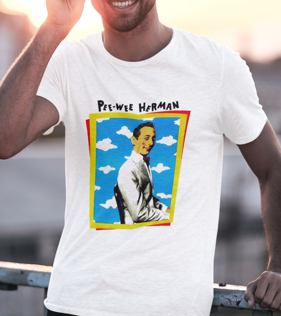 Pee-Wee Herman Paul Reubens Retro Pop Art Style Bright Blue Background T-Shirt