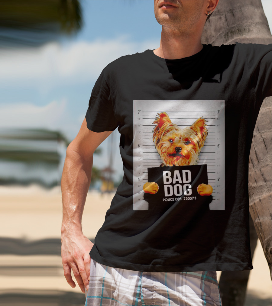 Bad Dog Yorkie Mugshot Police Dept 230573 T-Shirt