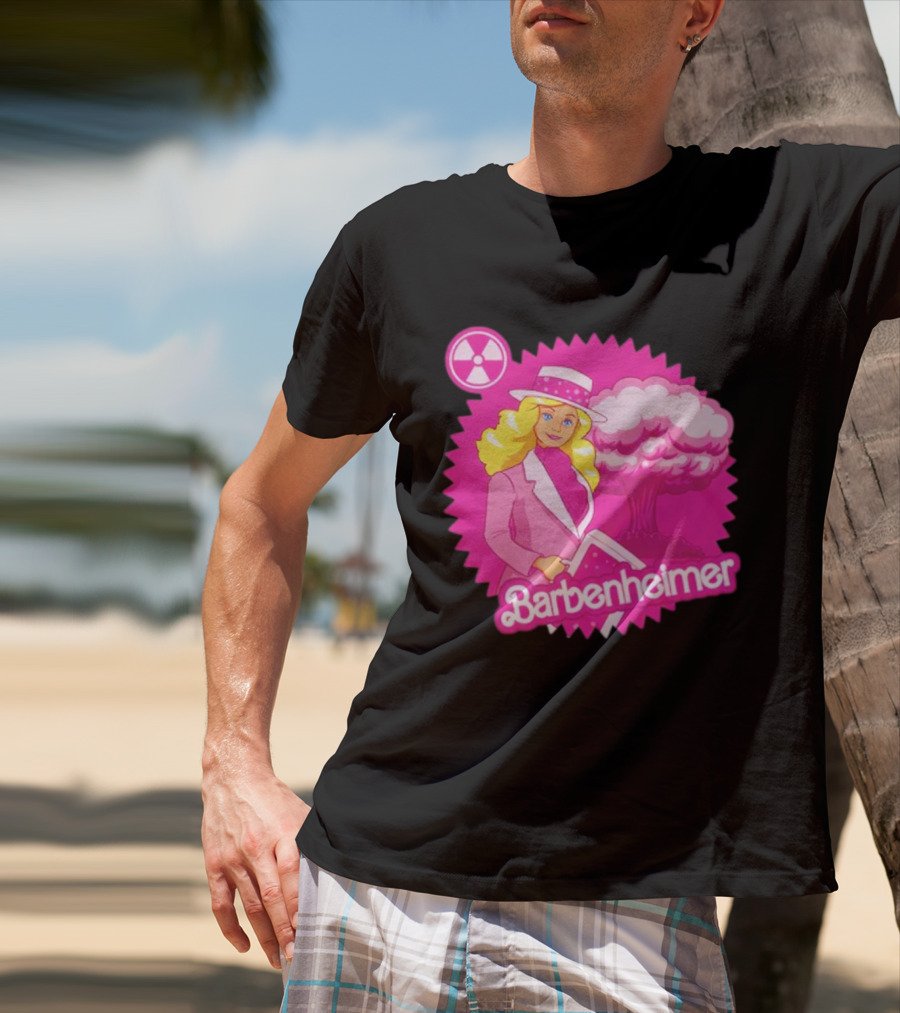 Barbenheimer Pink Explosion Icon With Radioactive T-Shirt