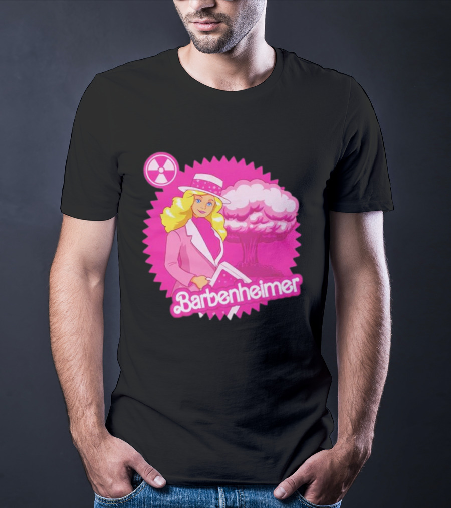 Barbenheimer Pink Explosion Icon With Radioactive T-Shirt