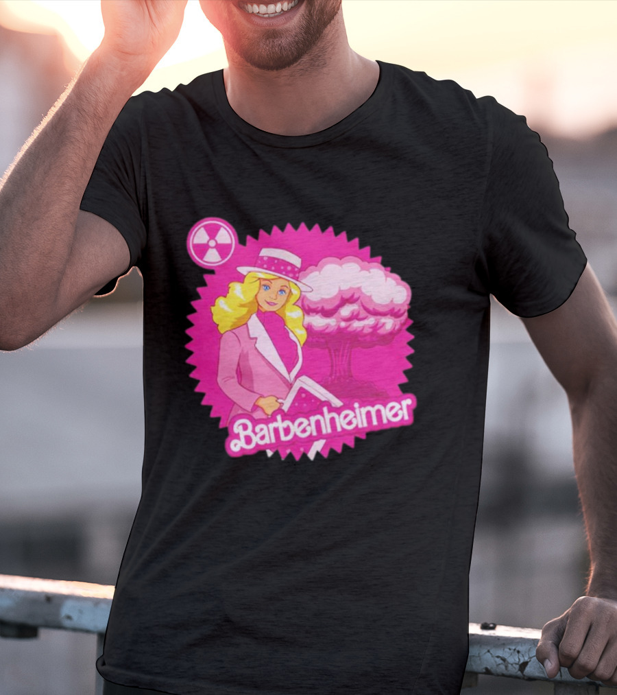 Barbenheimer Pink Explosion Icon With Radioactive T-Shirt