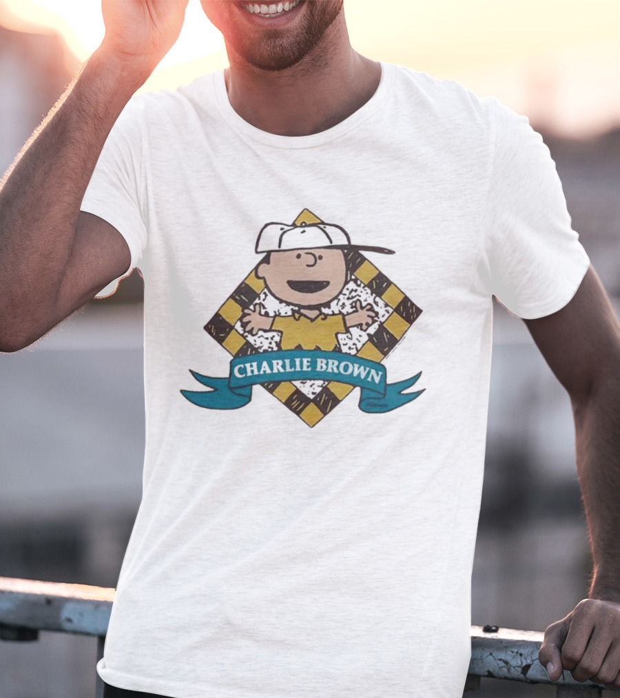 Charlie Brown Baseball Cap Checkered Diamond T-Shirt