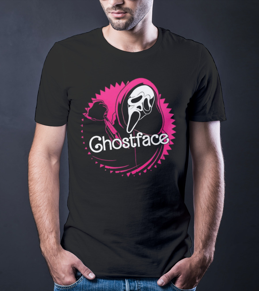 Ghostface Neon Pink Horror Icon In Vibrant T-Shirt