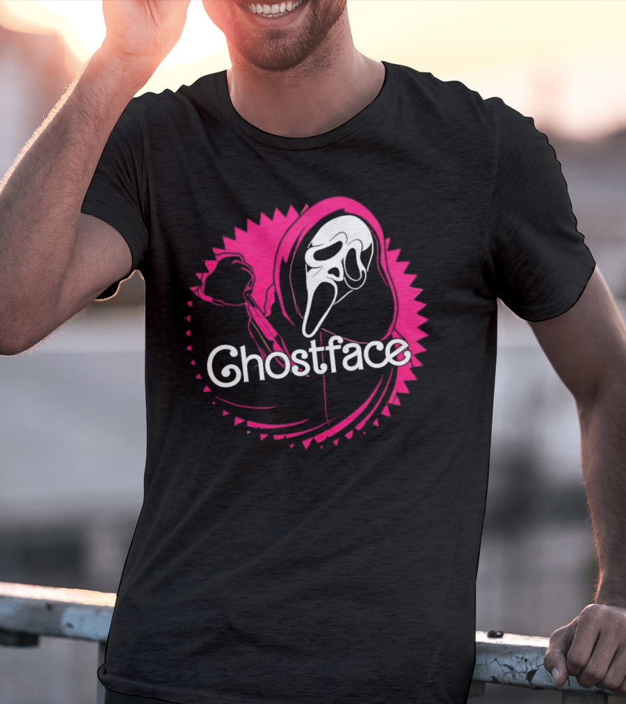 Ghostface Neon Pink Horror Icon In Vibrant T-Shirt