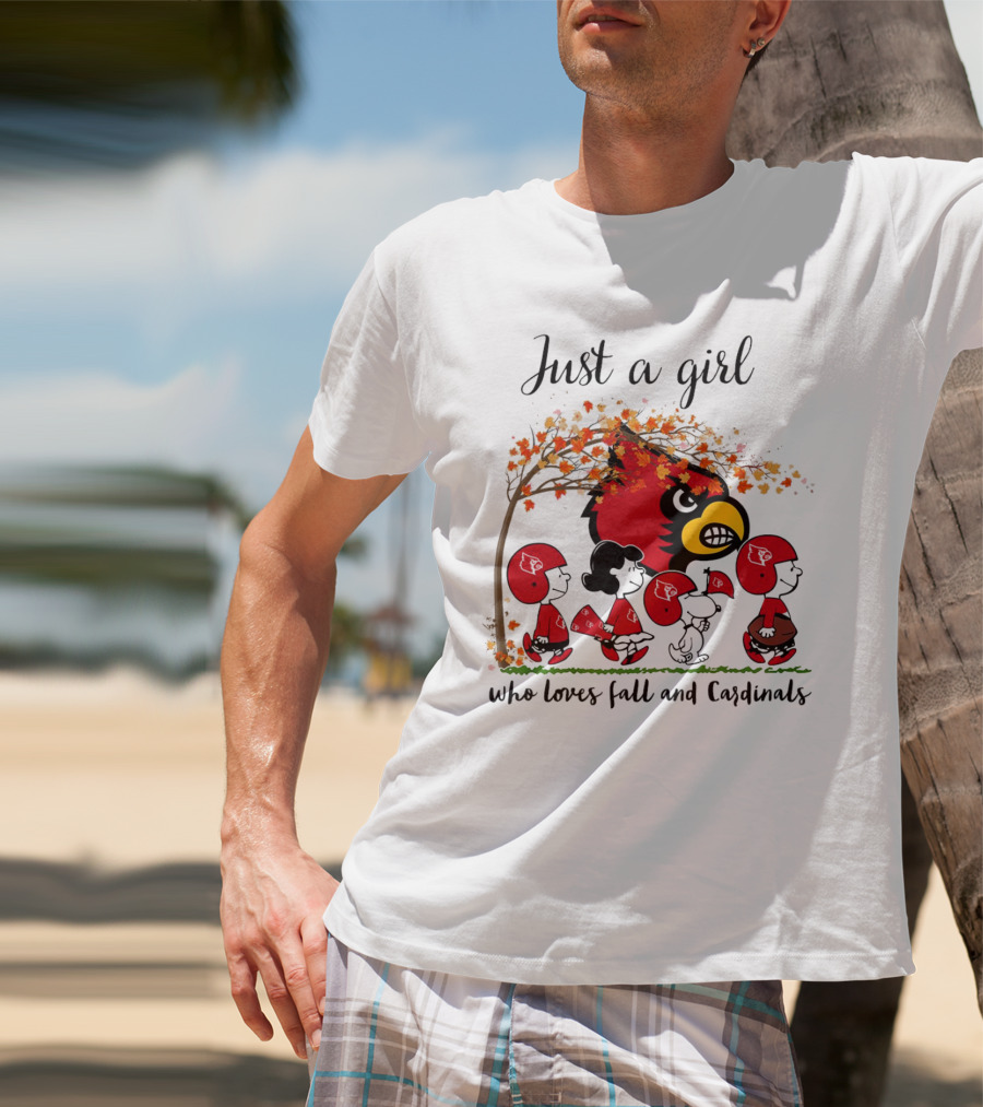 Just A Girl Who Loves Fall And Cardinals Peanuts Cartoon T-Shirt