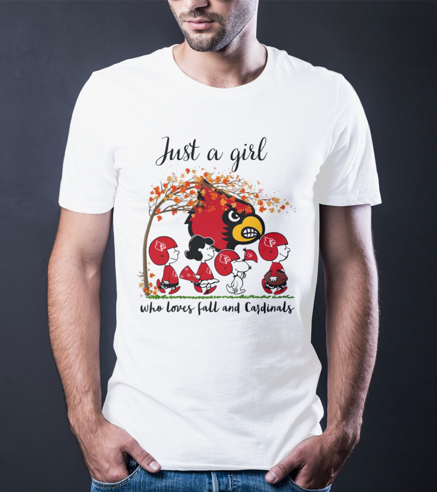 Just A Girl Who Loves Fall And Cardinals Peanuts Cartoon T-Shirt
