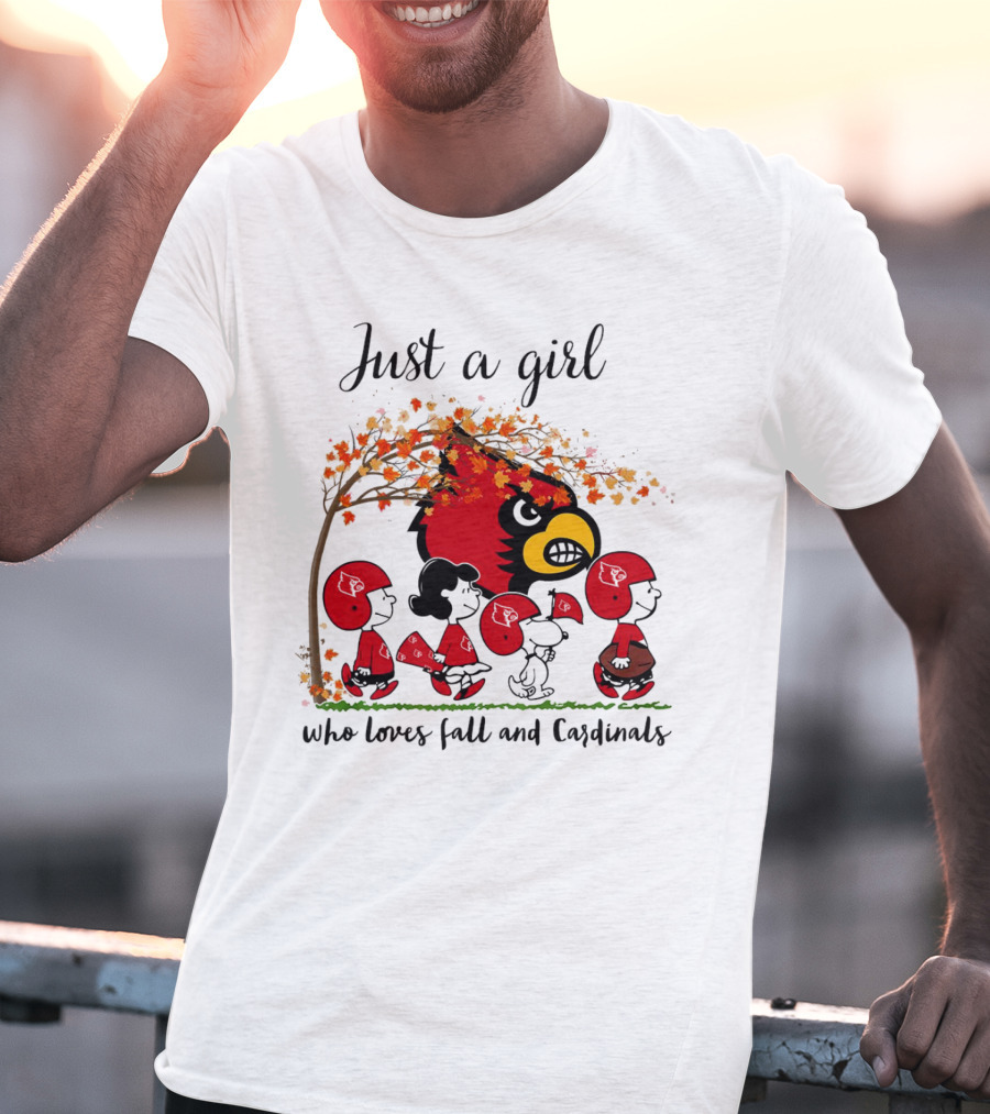 Just A Girl Who Loves Fall And Cardinals Peanuts Cartoon T-Shirt