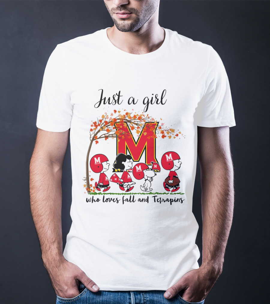 Just A Girl Who Loves Fall And Terrapins Peanuts Cartoon T-Shirt