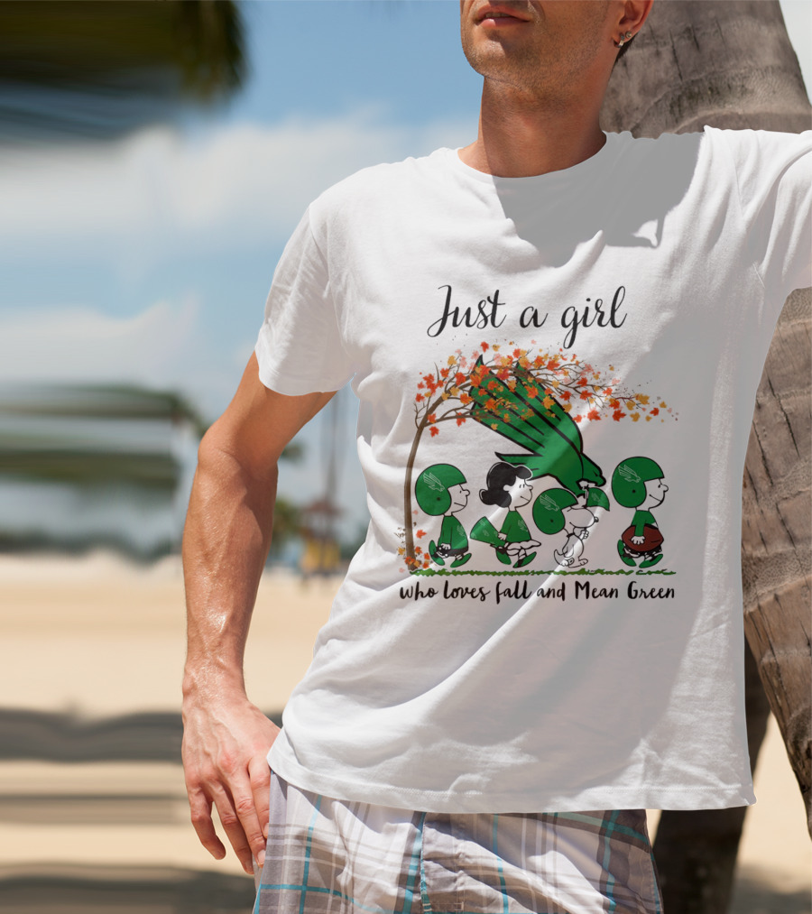 Just A Girl Who Loves Fall And Mean Green Peanuts Cartoon Football Halloween T-Shirt