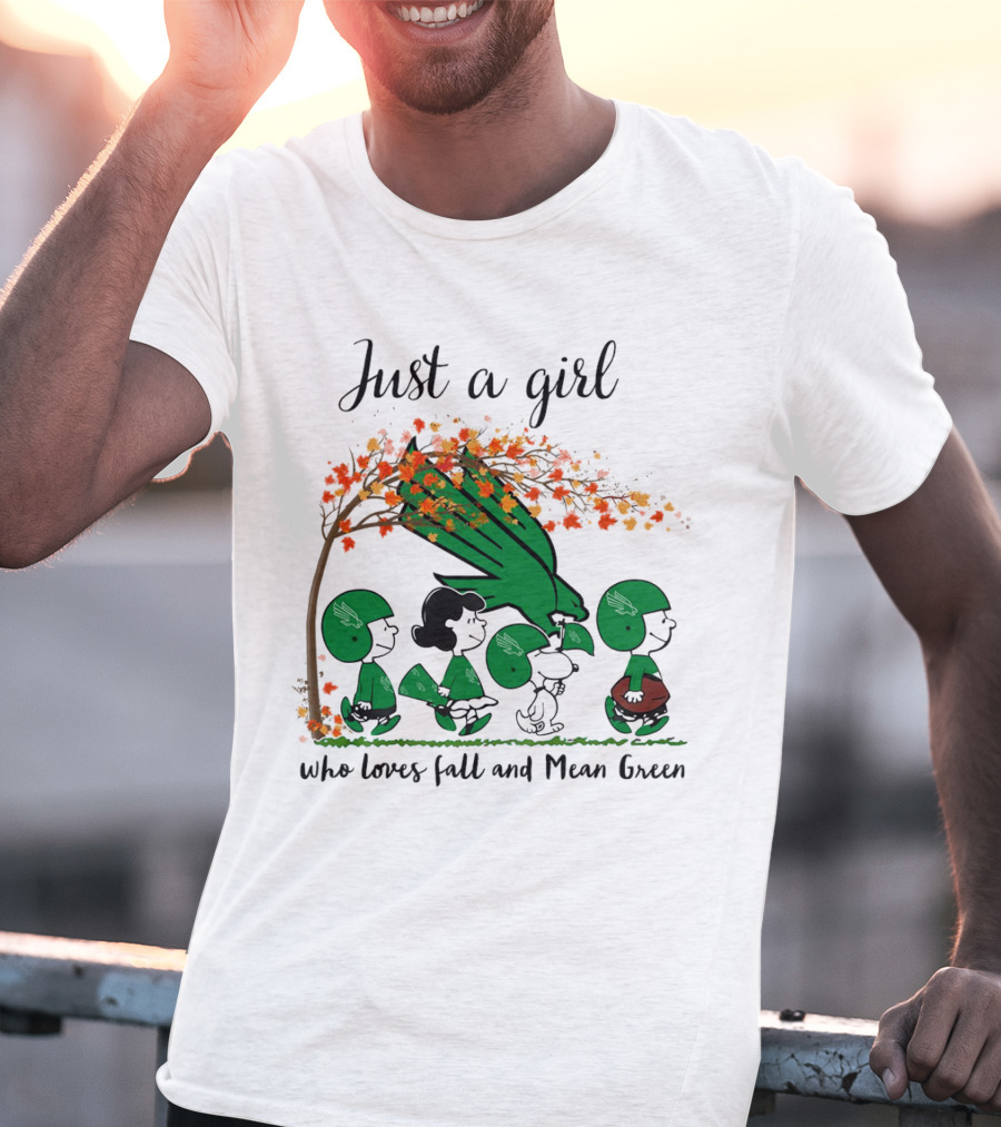 Just A Girl Who Loves Fall And Mean Green Peanuts Cartoon Football Halloween T-Shirt