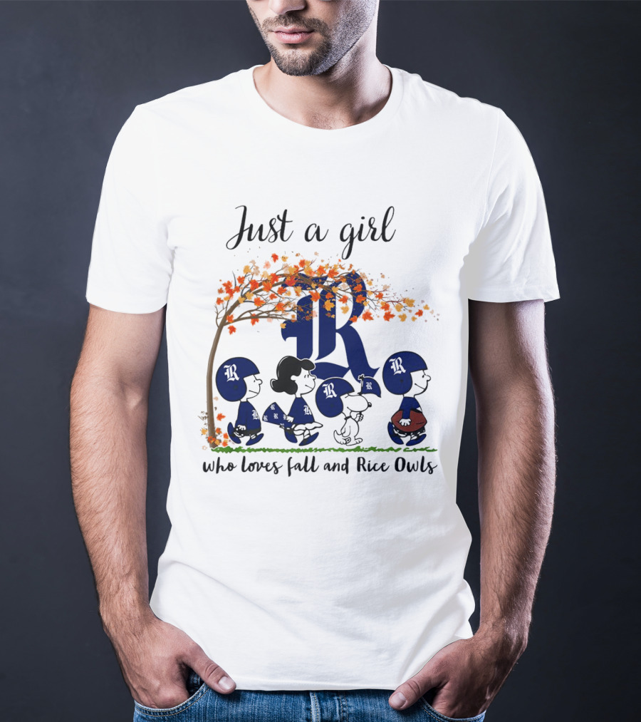 Just A Girl Who Loves Fall And Rice Owls Peanuts Cartoon Halloween T-Shirt