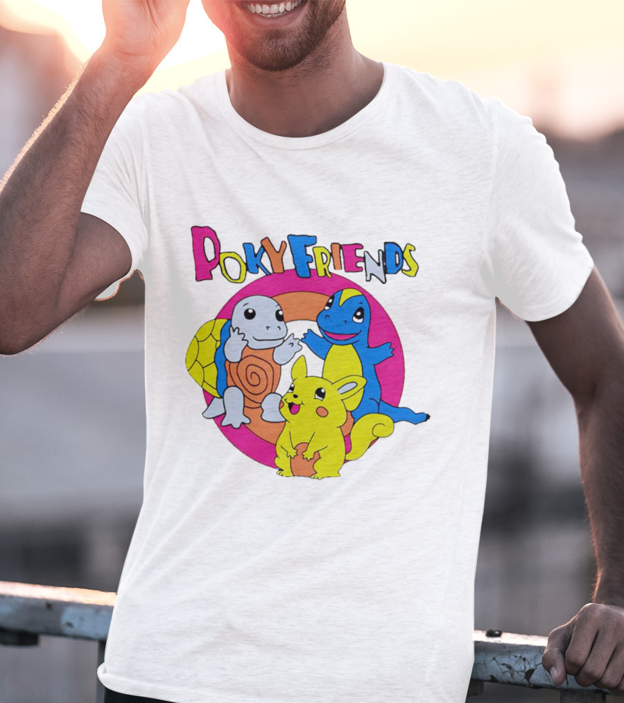 Poky Friends Pokemon Cute Trio Fun Art Circle T-Shirt