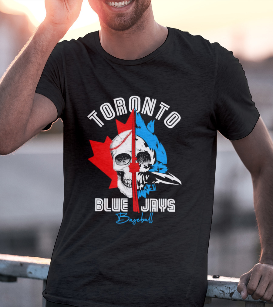Toronto Blue Jays Skull Baseball Canada Flag T-Shirt