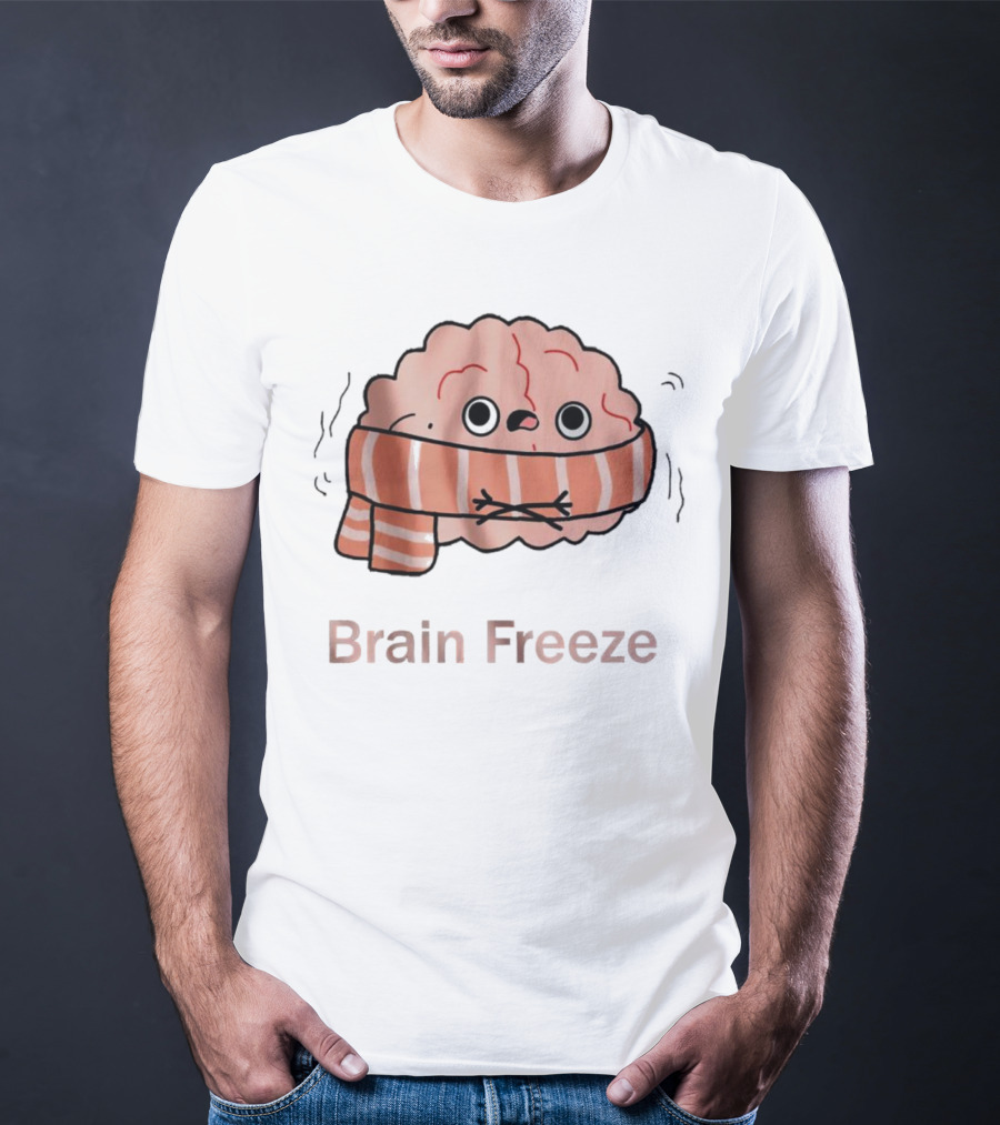 Brain Freeze Shivering Brain Wrapped In A Scarf T-Shirt