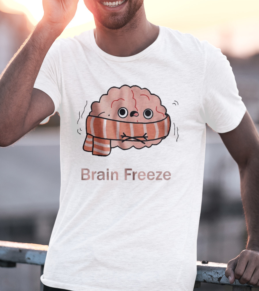 Brain Freeze Shivering Brain Wrapped In A Scarf T-Shirt