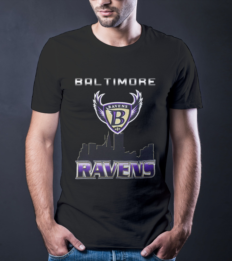 Baltimore Ravens Skyline Logo Vintage Ravens T-Shirt