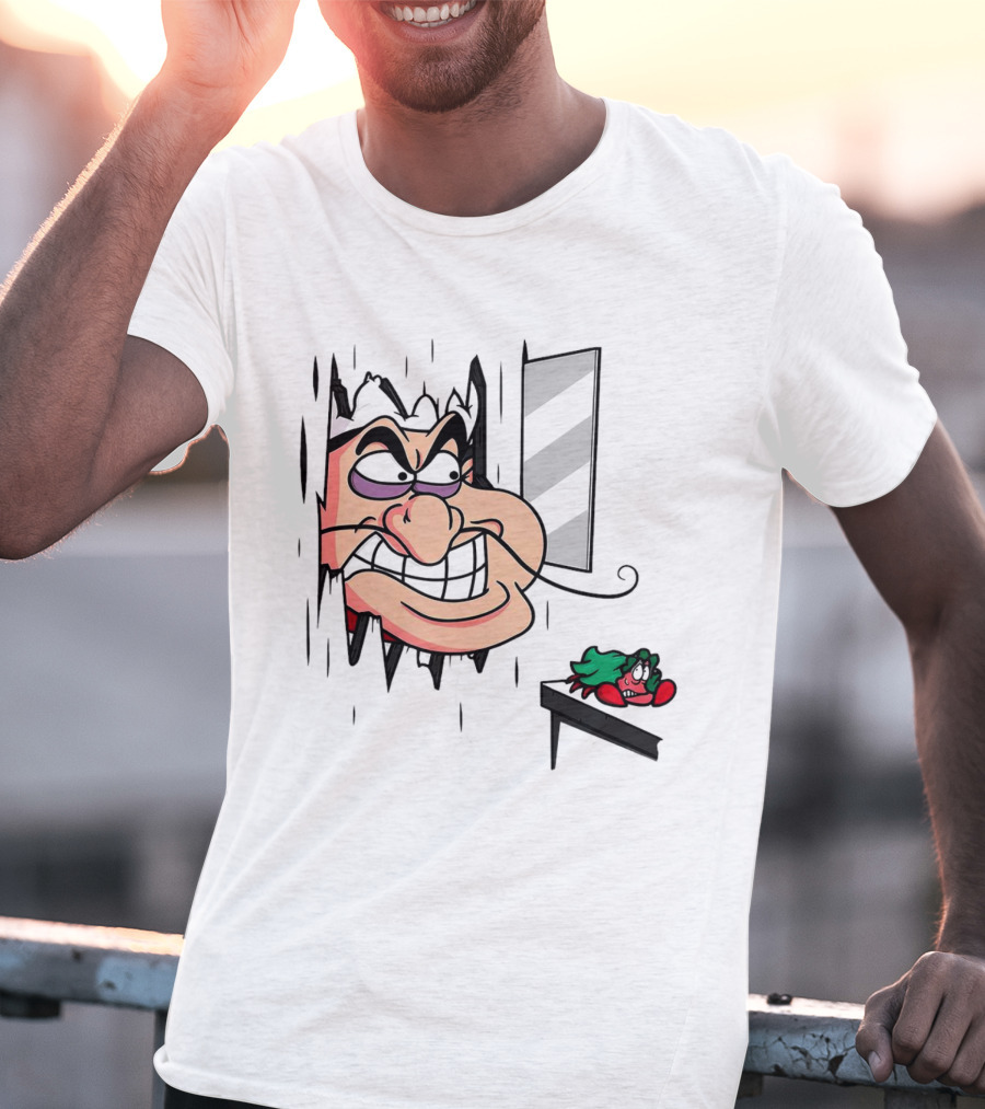 Chef Louis The Little Mermaid Cartoon Illustration With Louis Peeking Through Doorway T-Shirt