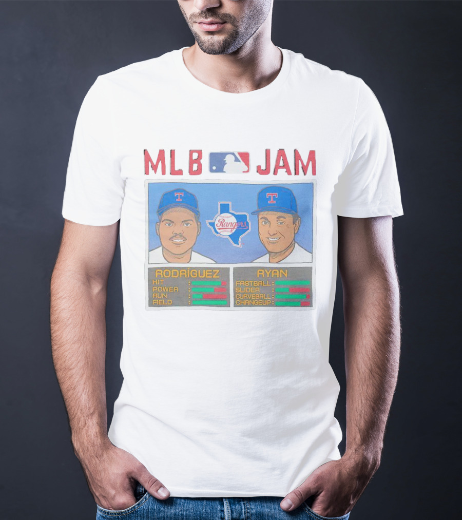 MLB Jam Texas Rangers Rodriguez And Ryan Baseball Stats T-Shirt