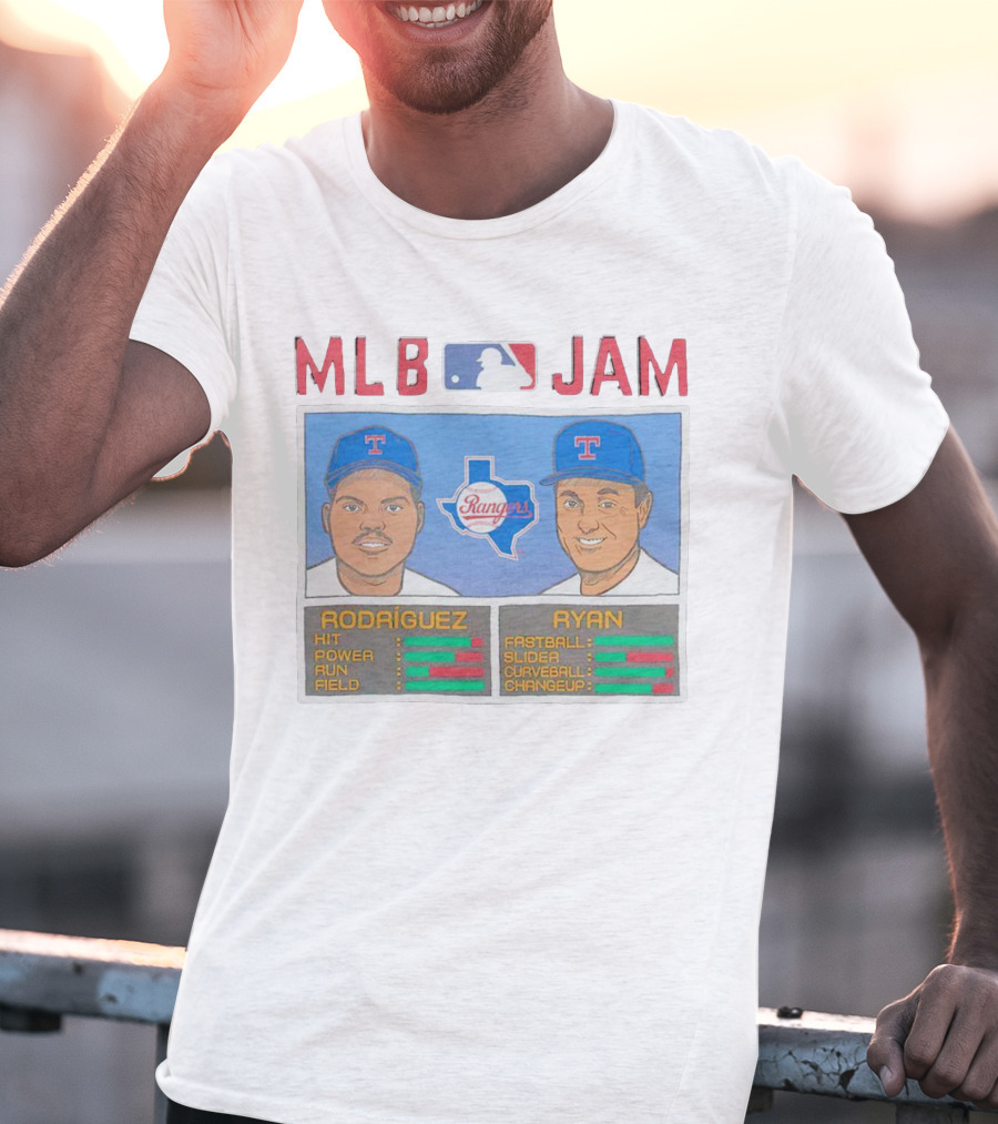 MLB Jam Texas Rangers Rodriguez And Ryan Baseball Stats T-Shirt