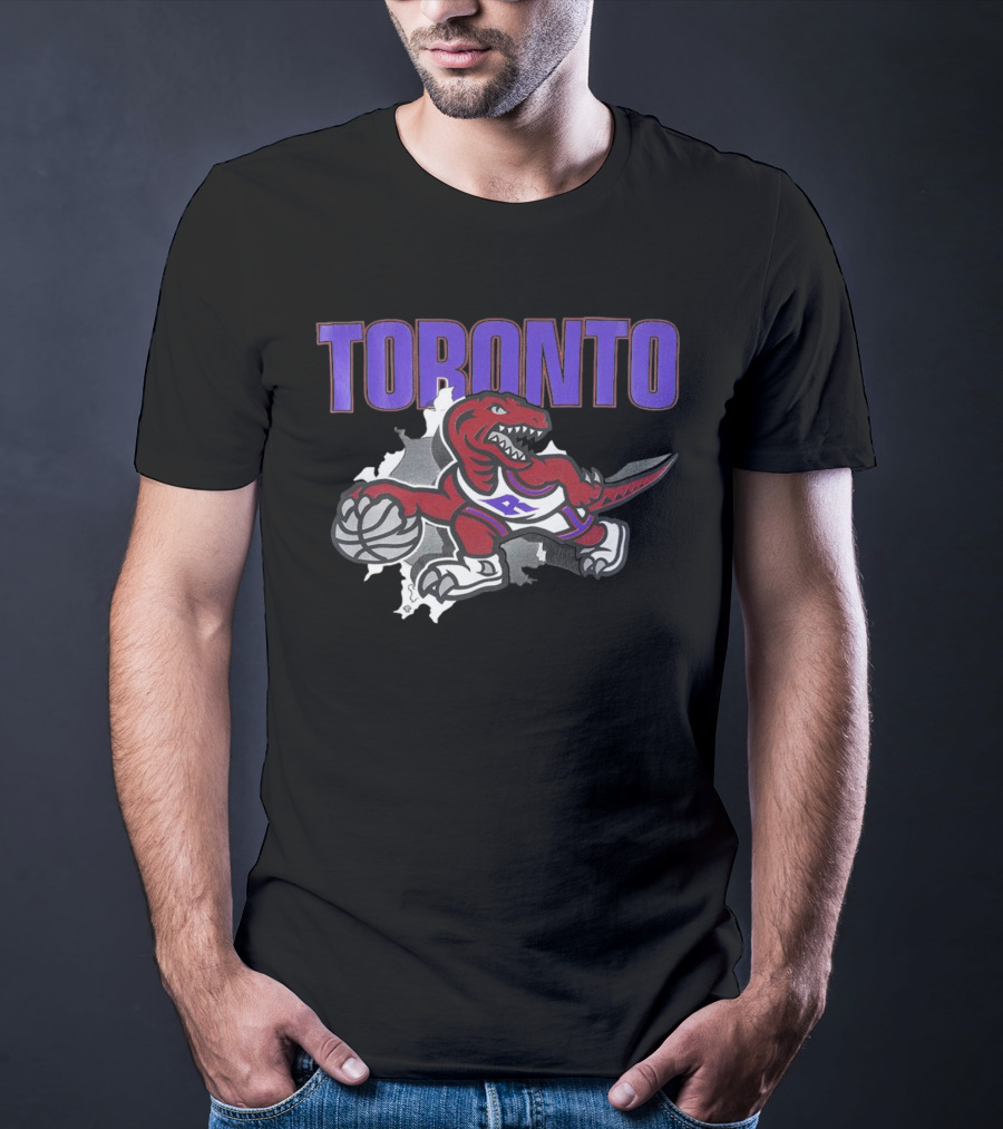 Toronto Raptors Basketball Dinosaur Logo Badge T-Shirt