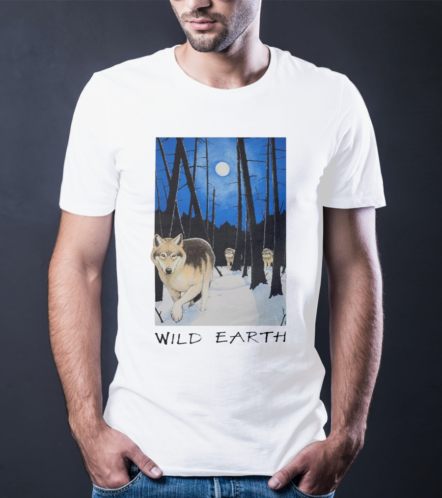 Wild Earth Wolves Under Moonlit Forest T-Shirt