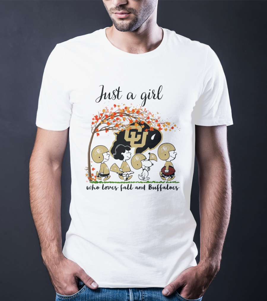 Just A Girl Who Loves Fall And Colorado Buffaloes Peanuts Cartoon T-Shirt