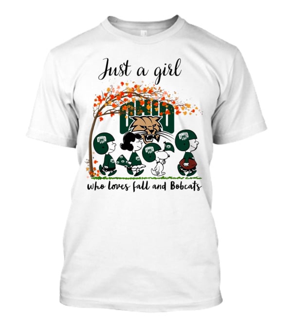Just A Girl Who Loves Fall And Ohio Bobcats Peanuts Cartoon T-Shirt