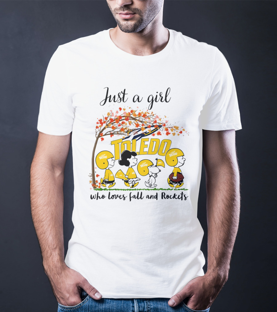 Just A Girl Who Loves Fall And Toledo Rockets Peanuts Cartoon T-Shirt