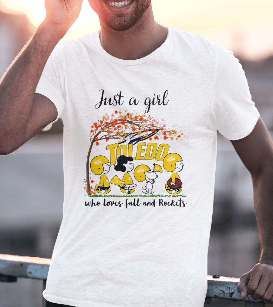 Just A Girl Who Loves Fall And Toledo Rockets Peanuts Cartoon T-Shirt