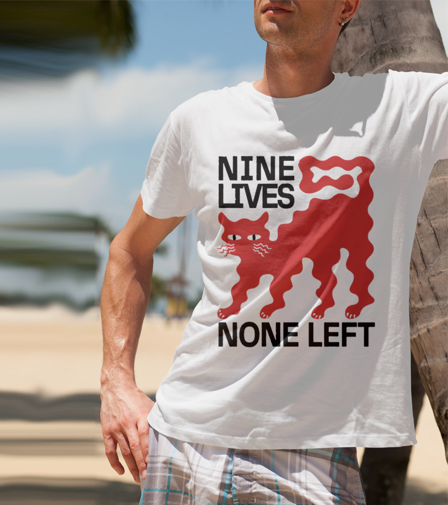 Nine Lives None Left Red Cat T-Shirt