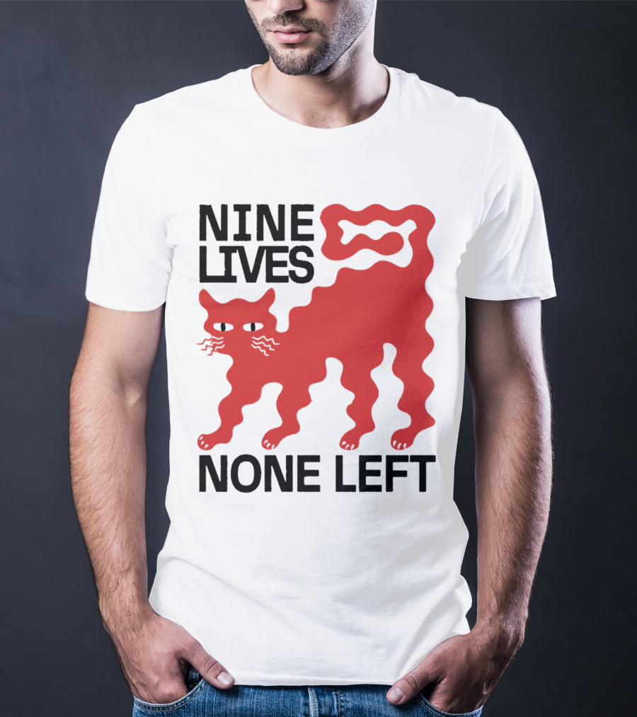 Nine Lives None Left Red Cat T-Shirt