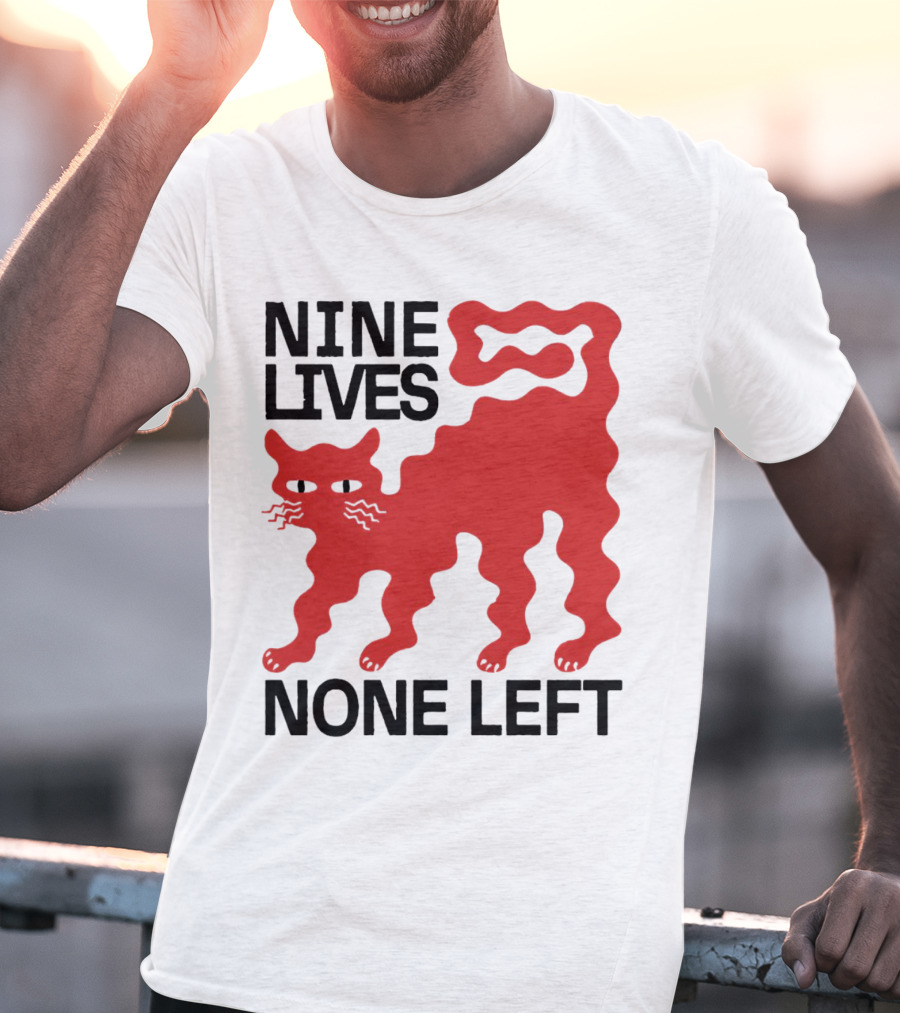 Nine Lives None Left Red Cat T-Shirt