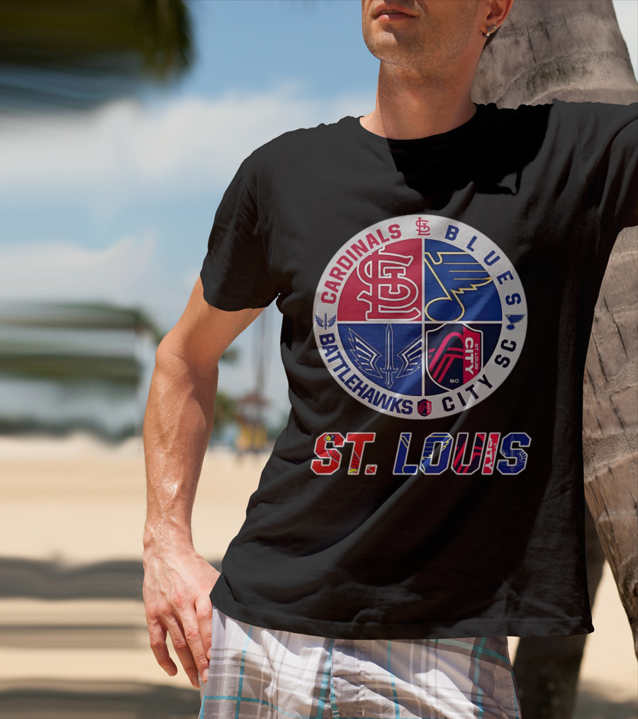 St. Louis Cardinals Blues Battlehawks City SC Sports Circle T-Shirt