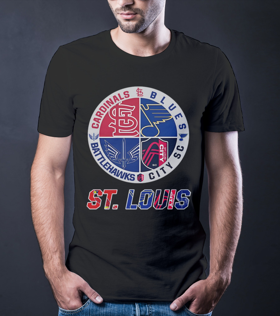 St. Louis Cardinals Blues Battlehawks City SC Sports Circle T-Shirt