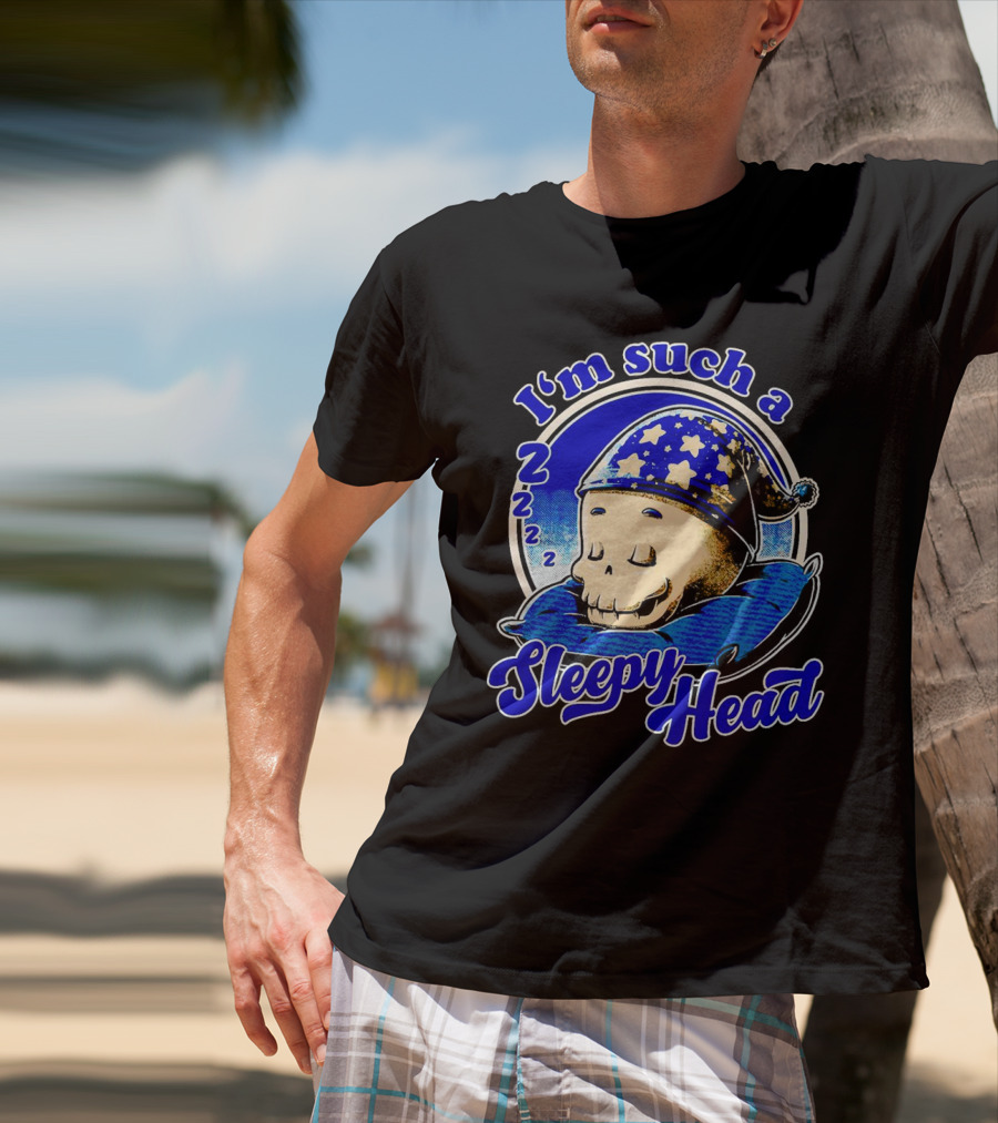 I'm Such A Sleepy Head Skull With Stars And ZZZs T-Shirt